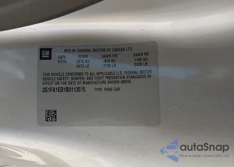 2011 Chevrolet Camaro 2Ls из США, поврежденный, VIN 2G1FA1ED1B9113515